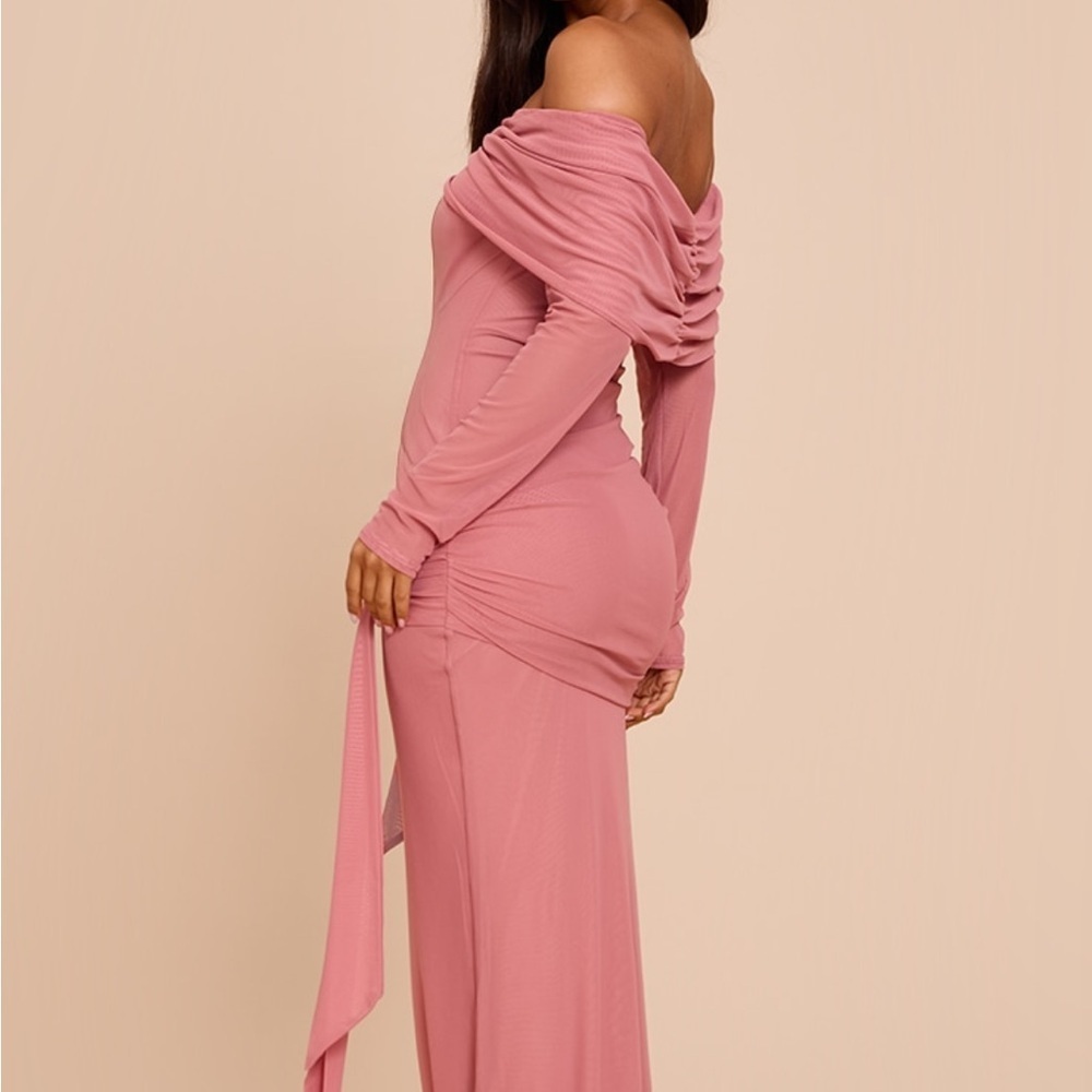 PrettyLittleThing Blush Pink Mesh Dress - Picture 2 of 4